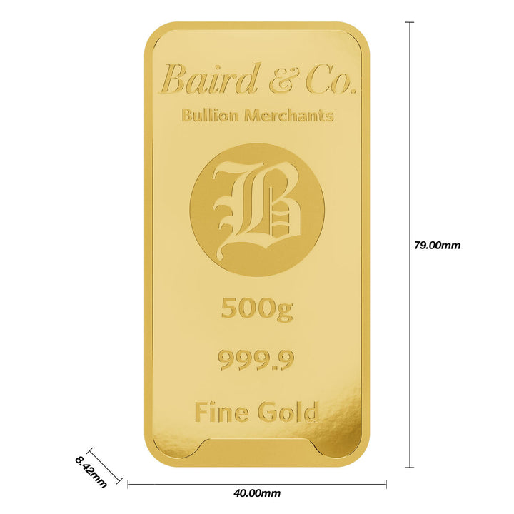 24ct Gold 500 Gram Gold Minted Bar he Baird &amp; Co.