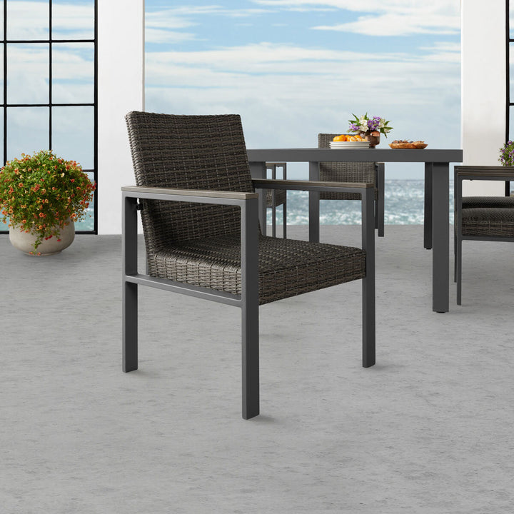 Agio Maricopa 7 Piece Woven Dining Set with Padded Seats + Cover