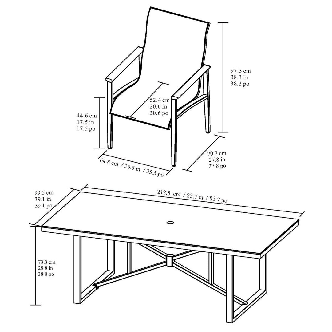 Agio Delray 7 Piece Sling Dining Patio Set with Sintered Stone Table Top + Cover