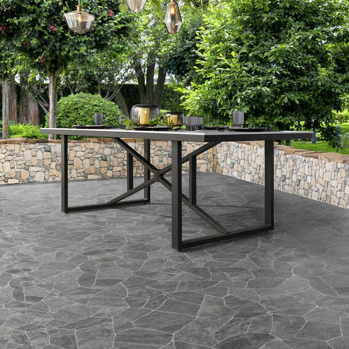 Agio Delray 7 Piece Sling Dining Patio Set with Sintered Stone Table Top + Cover