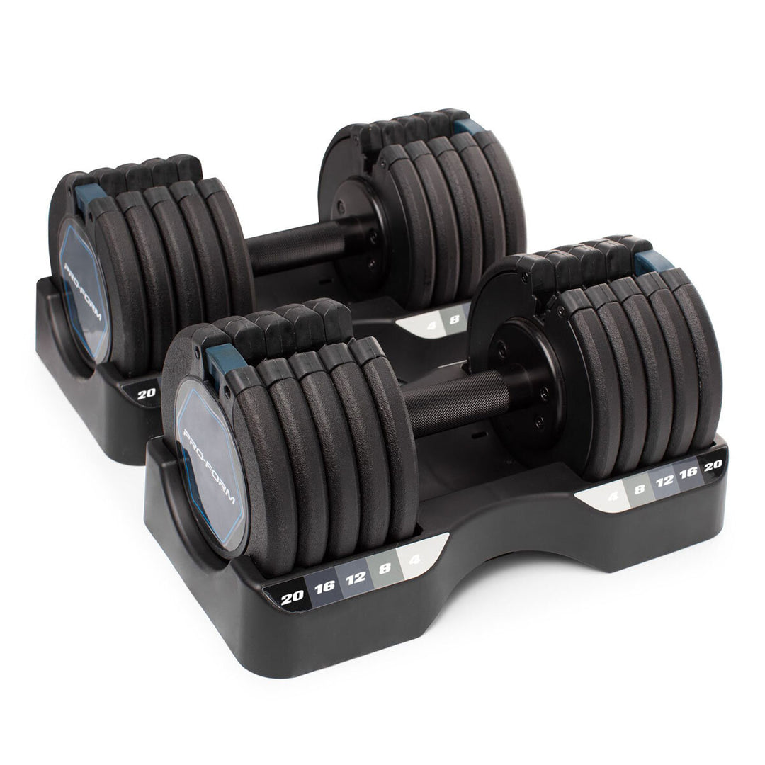 ProForm Select-a-Weight 20 kg Adjustable Dumbbells with Utility Bench