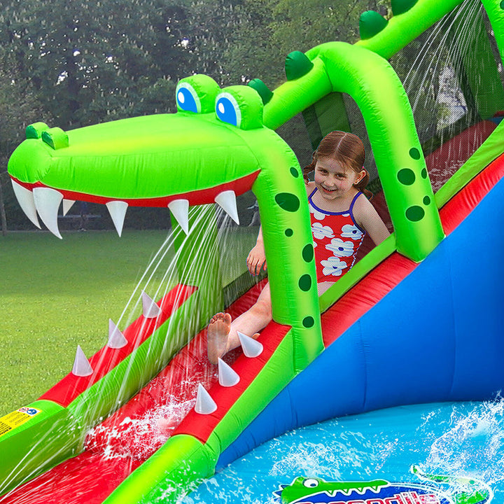 Happy Hop Crocodile Cave Adventure Inflatable Waterslide (3+ Years)