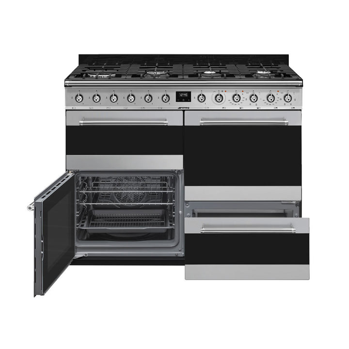 Smeg SYD4110-1 110cm Symphony Dual Fuel Range Cooker, A Rated in Stainless Steel