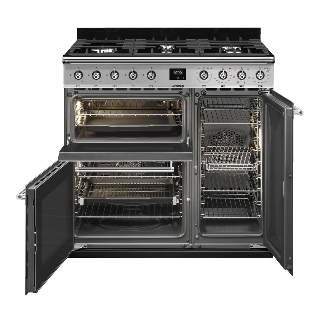Smeg SY93-1 90cm Symphony Gas Range Cooker, A Rated in Stainless Steel