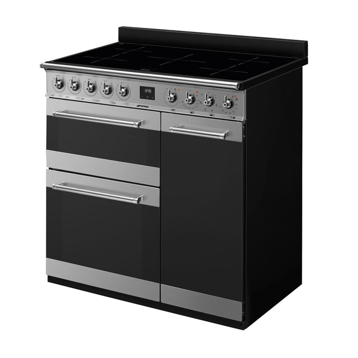 Smeg SY93i-1 90cm Symphony Electric Induction Range Cooker, A Rated in Stainless Steel