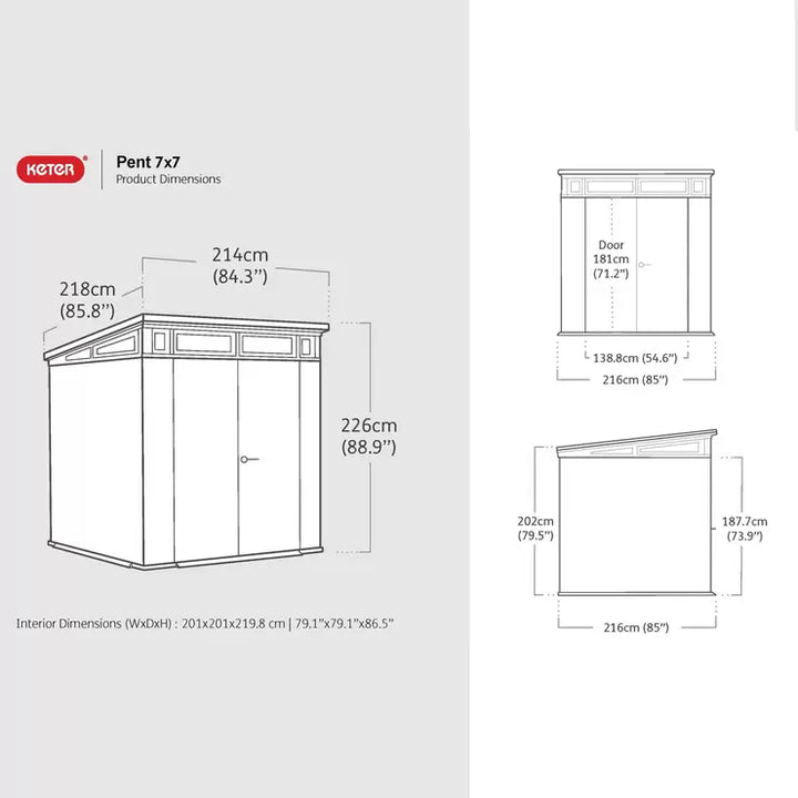 Keter Ashwood Signature 7ft 1" x 7ft 1" (2.16 x 2.16m) Storage Shed