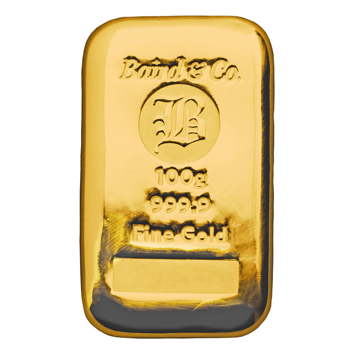 24ct Gold The Baird Co. 100g gold cast bar  100 Gram Gold Cast Bar