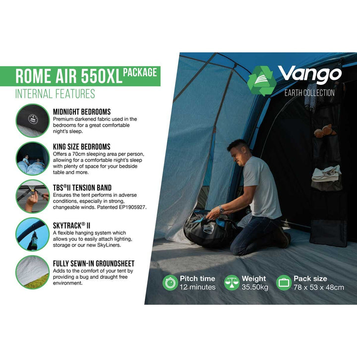 Vango Rome Air 550 XL Tent Package, 5 Person
