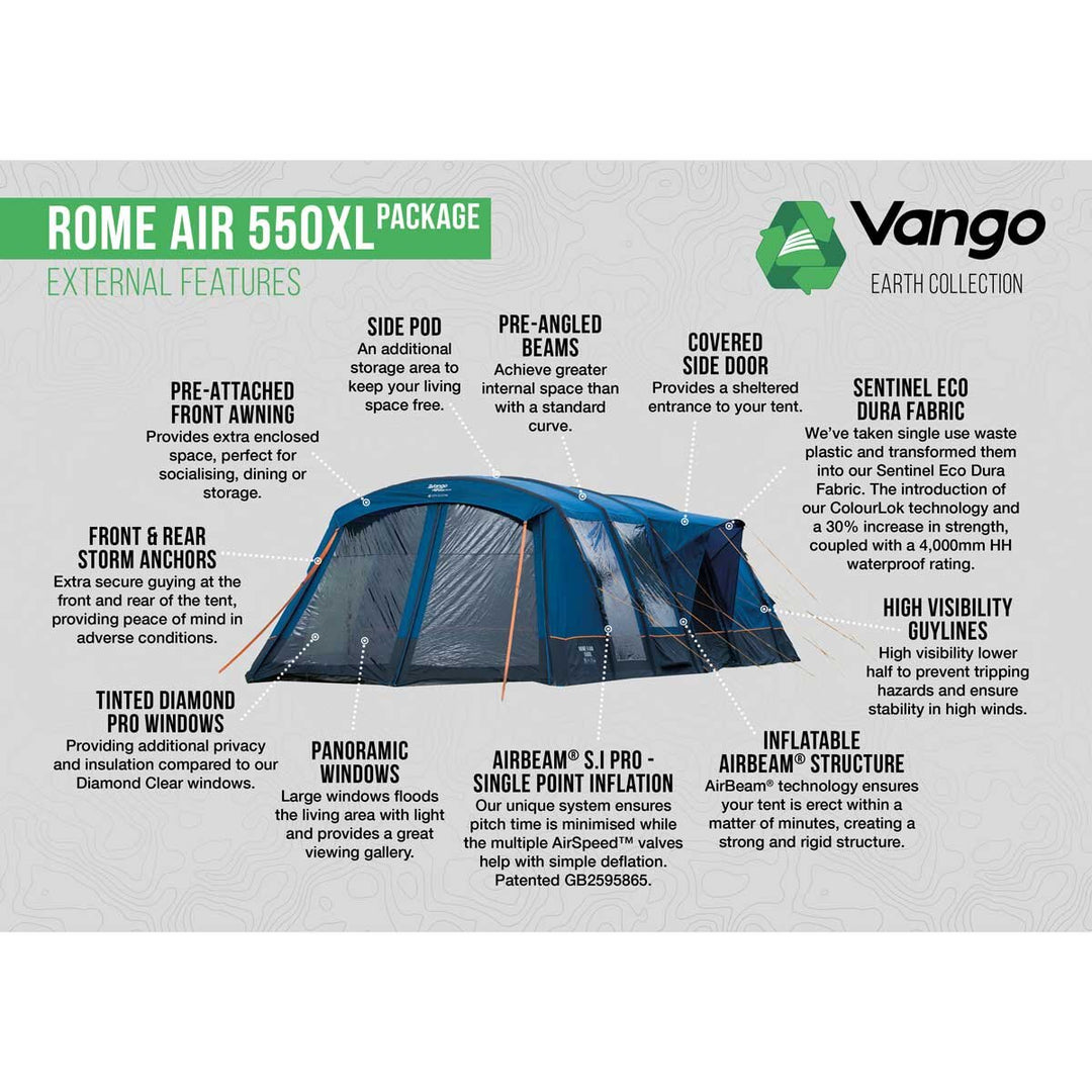 Vango Rome Air 550 XL Tent Package, 5 Person