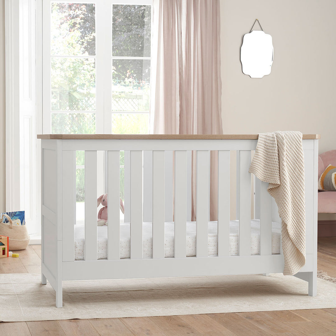 Tutti Bambini Lima Cot Bed, White & Oak Finish