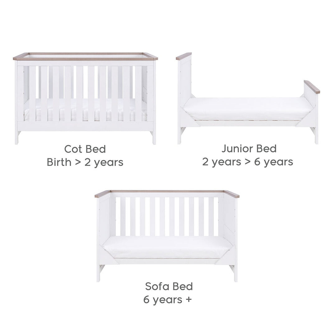 Tutti Bambini Lima Cot Bed, White & Oak Finish