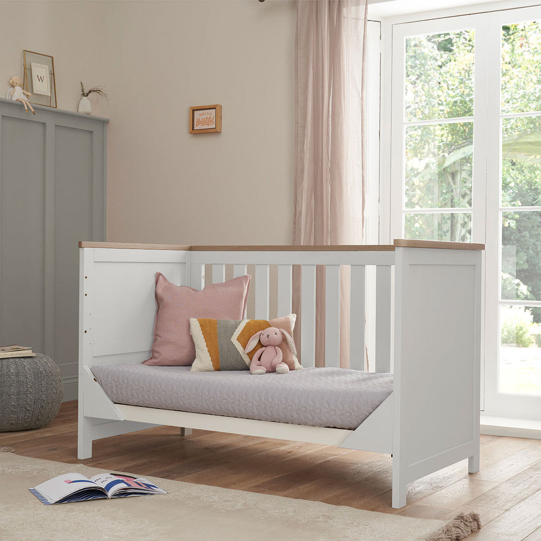 Tutti Bambini Lima Cot Bed, White & Oak Finish