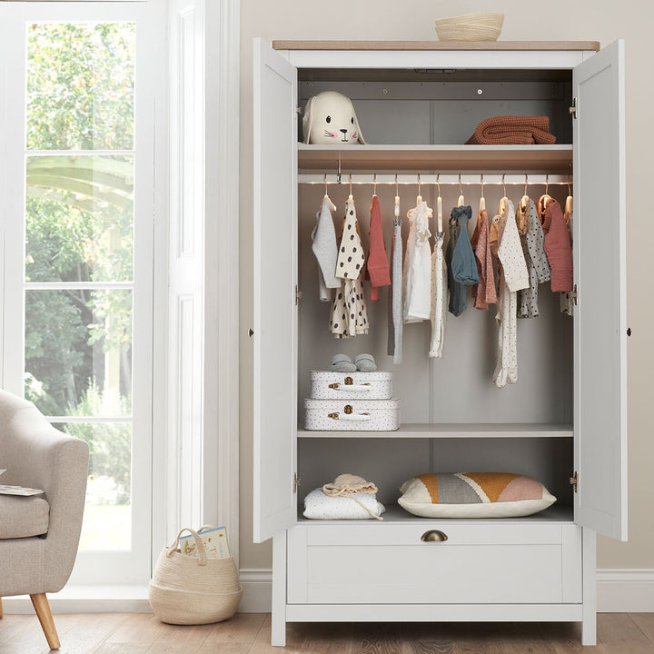 Tutti Bambini Verona Wardrobe, White & Oak Finish