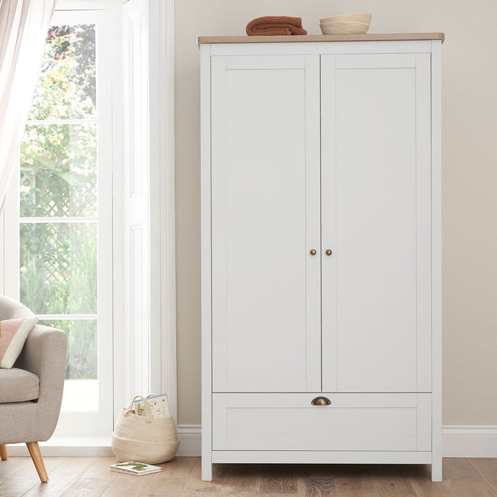 Tutti Bambini Verona Wardrobe, White & Oak Finish