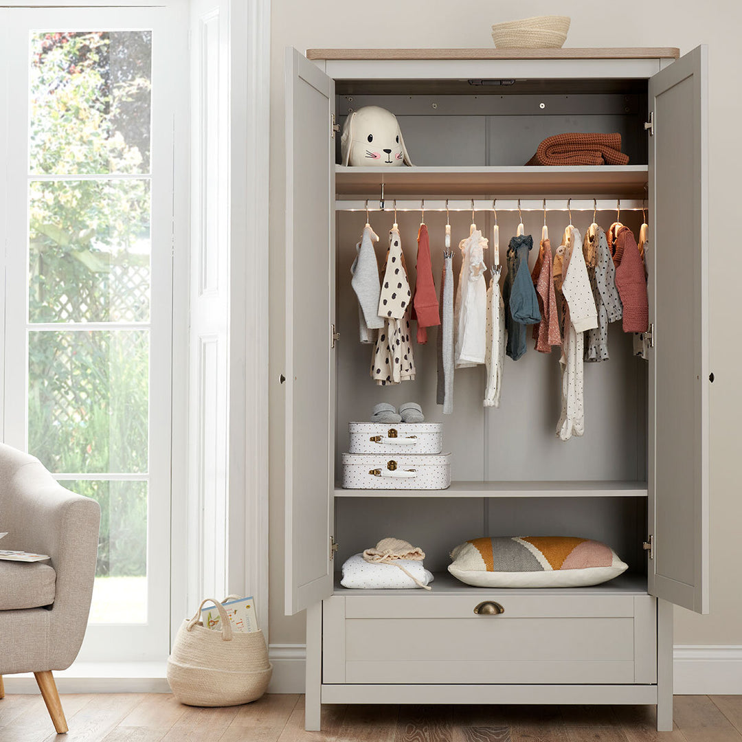 Tutti Bambini Verona Wardrobe, Grey & Oak Finish