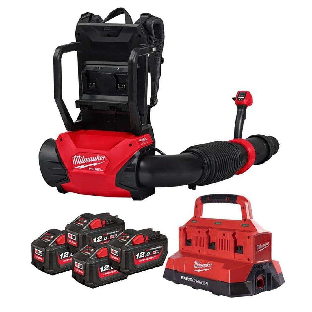 Milwaukee M18F2BPB-124 FUEL 18V Brushless Dual Battery Backpack Blower with 4 x 12.0Ah Batteries &amp; Charger 4933499232