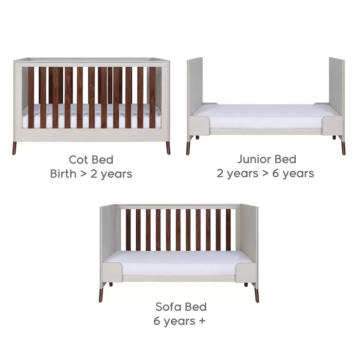 Tutti Bambini Fuori 4 Piece Nursery Set, Sand & Walnut Finish