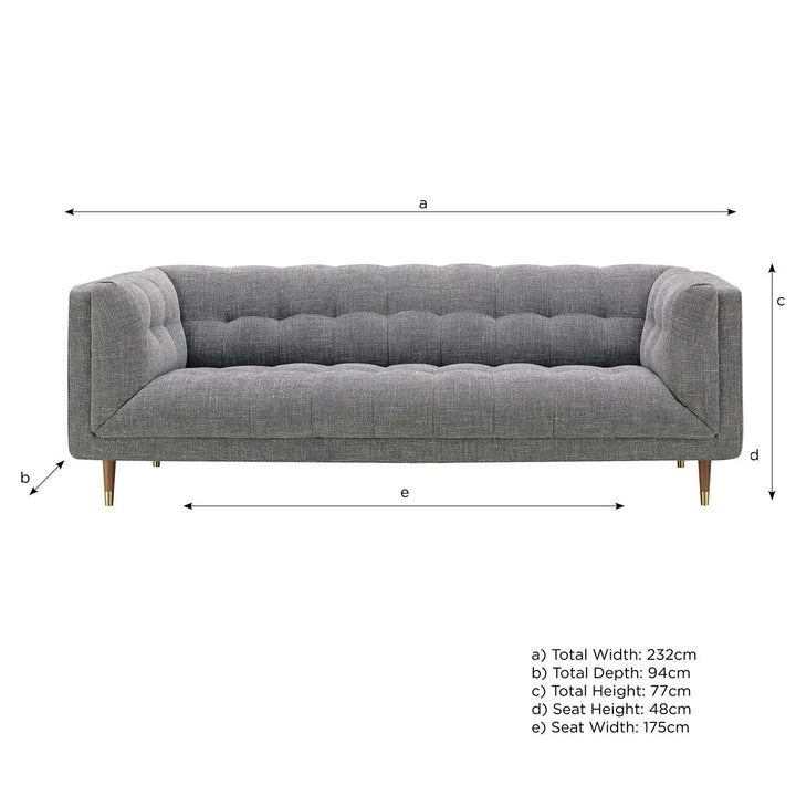 Isla Grey Fabric Large 3 Seater Sofa