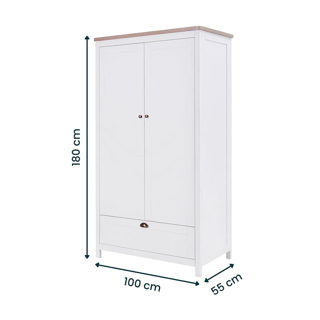 Tutti Bambini Verona Wardrobe, White & Oak Finish