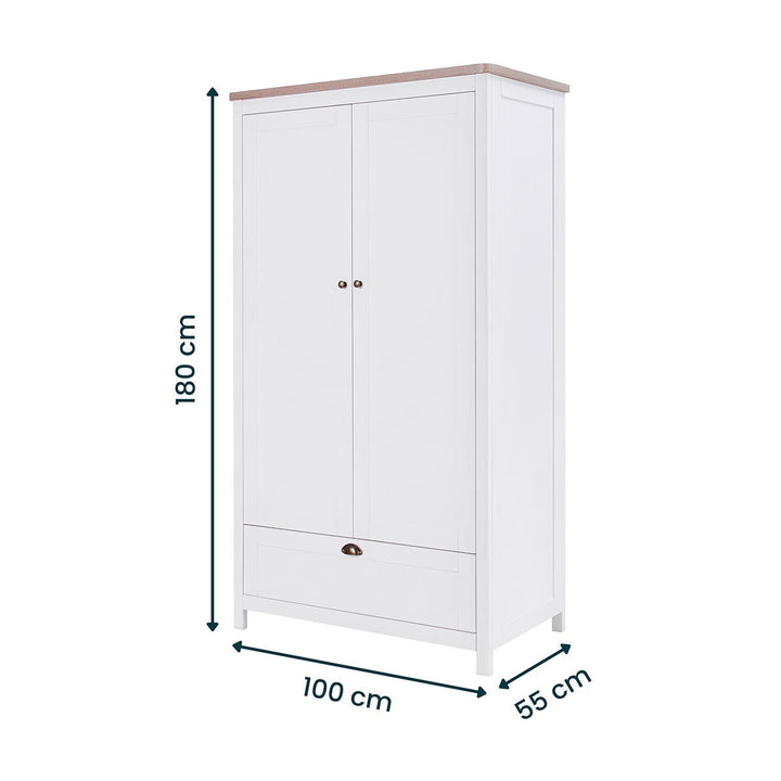 Tutti Bambini Verona Wardrobe, White & Oak Finish