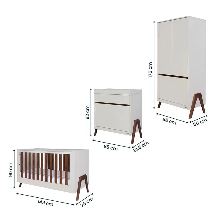 Tutti Bambini Fuori 4 Piece Nursery Set, Sand & Walnut Finish