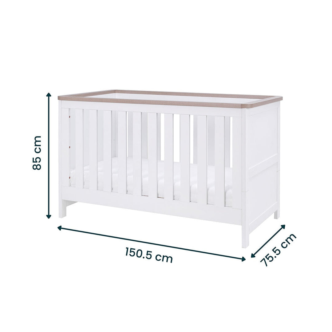 Tutti Bambini Lima Cot Bed, White & Oak Finish