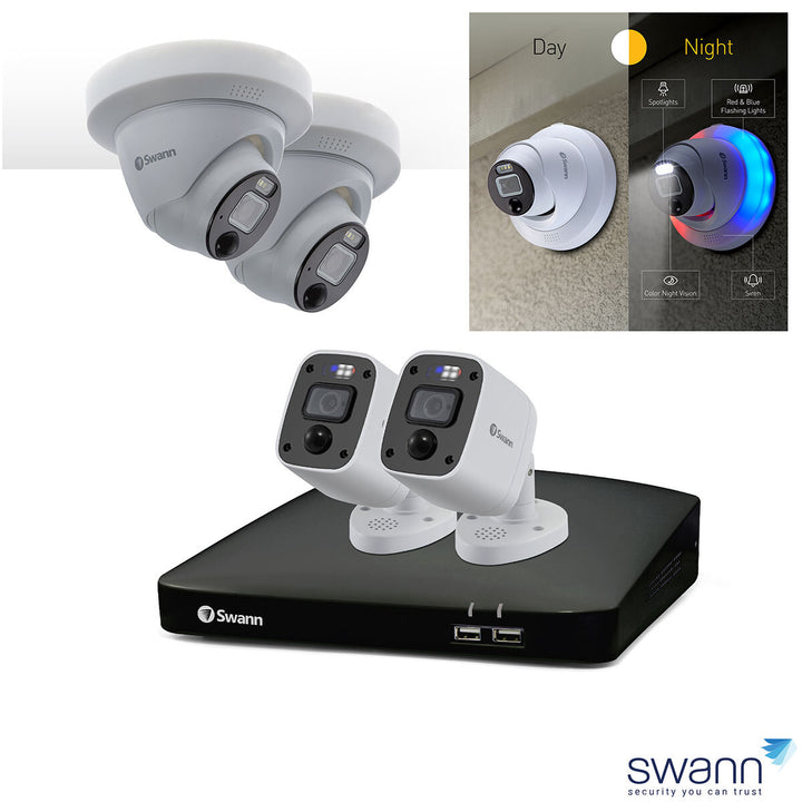 Swann 4 Channel 4K 1TB DVR with 2 x Enforcer Bullet Cameras and 2 x Enforcer Dome Cameras SWDVK-456802MQB-EU + SWPRO-4KDER-EU x 2