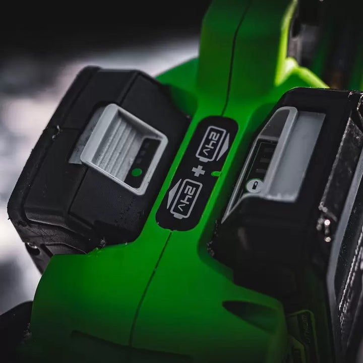 Greenworks 48V 36cm Cordless Brushless Chainsaw + 2 x 24V (4Ah) Battery &amp; 2Ah Twin Charger Bundle