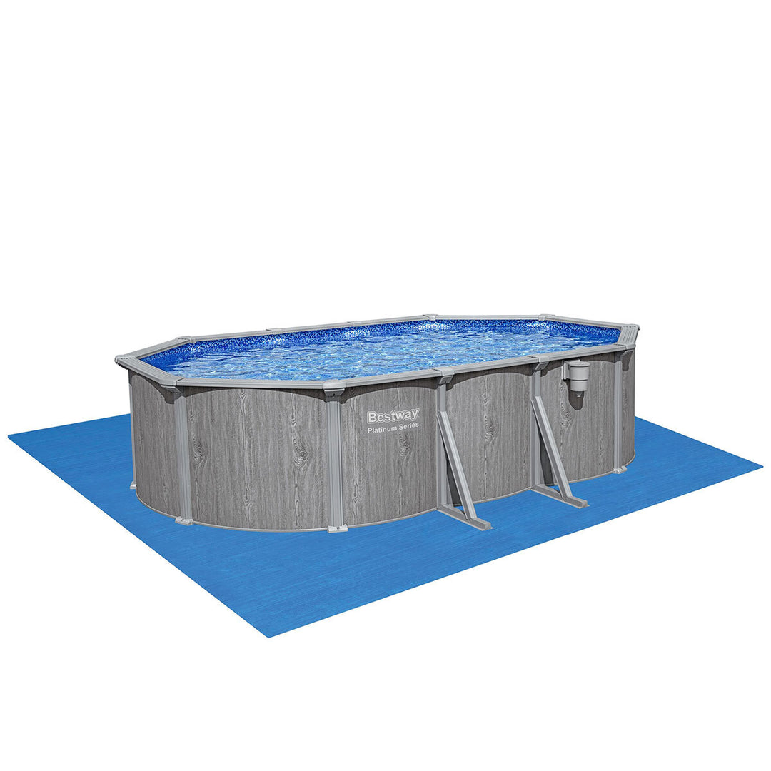 Bestway 18ft x 12ft Steel Wall Oval Frame Pool with Sand Filter Pump, Ladder and Cover