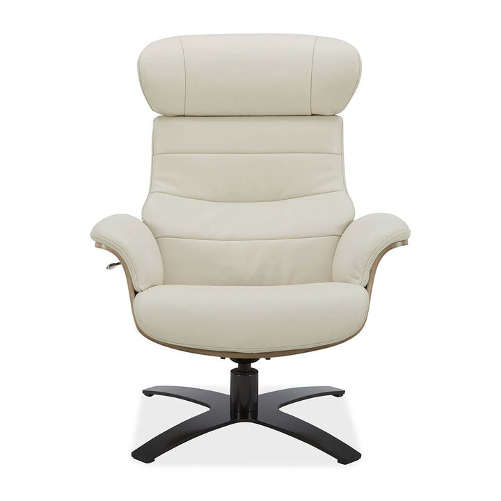 Gilman Creek Karma Cream Top Grain Leather Swivel Chair with Ottoman
