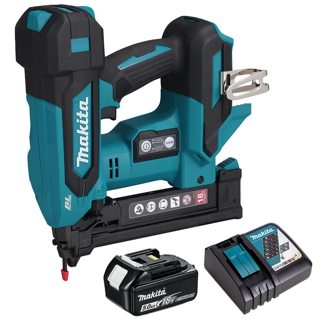 Makita DST630Z 18V LXT Brushless 18G Narrow Crown Stapler with 1 x 5.0Ah Battery & Charger