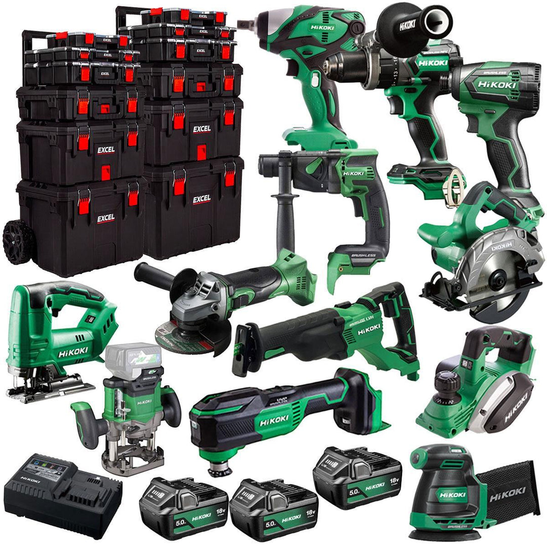Hikoki 18V 12 Piece Power Tool Combo Kit with 3 x 5.0Ah Battery & Trolley Toolbox