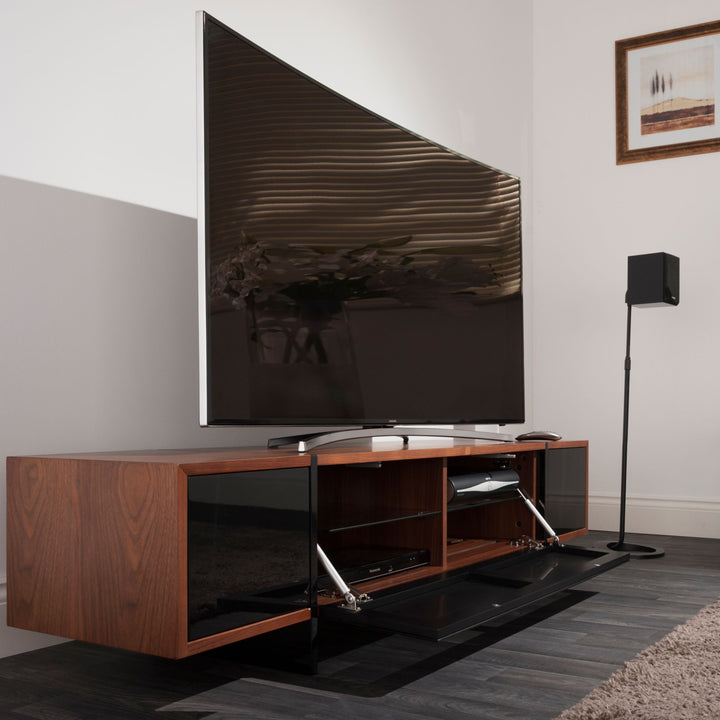 AVF Edge ED160 TV Stand for TVs up to 84", Walnut/Black