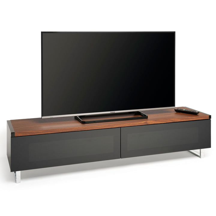 AVF Panorama PM160 TV Stand for TVs up to 80" with Double Sided Top, Walnut/Black