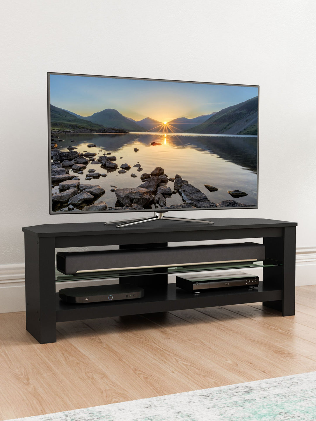 AVF Calibre + TV Stand for TVs up to 55”, Black Oak