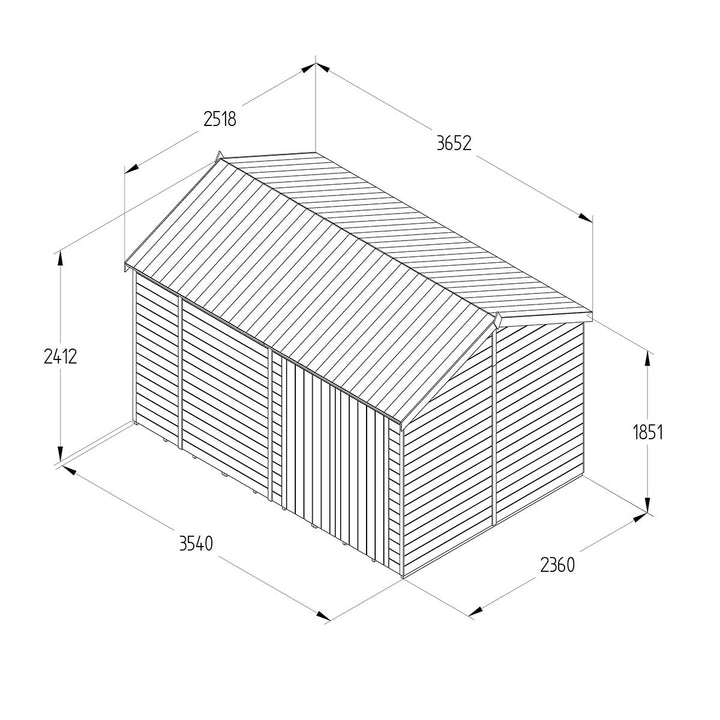 Forest Garden Timberdale 12ft x 8ft 3" (3.6 x 2.5m) Tongue & Groove Wooden Storage Shed