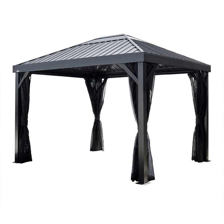 Sojag Kiruna 10ft x 12ft (3 x 3.64m) Aluminium Frame Sun Shelter with Galvanised Steel Roof + Insect Netting