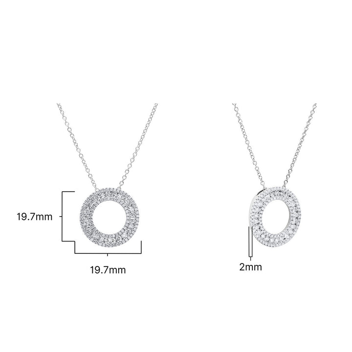 0.85ctw Round Brilliant Cut Diamond 3 Row Circle Pendant, 18ct White Gold