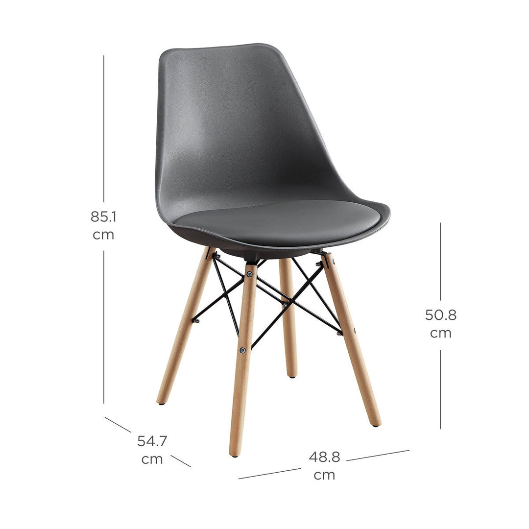 Bayside Furnishings Grey Eiffel Dining Chairs, 2 Pack
