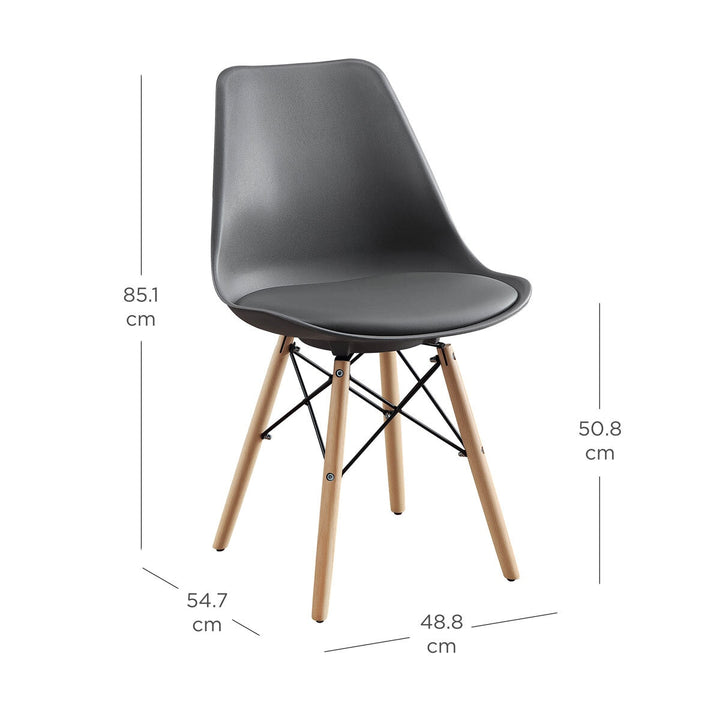 Bayside Furnishings Grey Eiffel Dining Chairs, 2 Pack