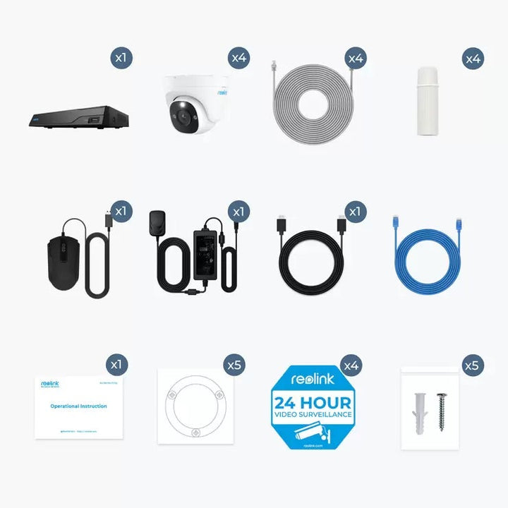 Reolink 12MP (4K+) UHD NVR PoE AI 8 x channel / 4 x Dome Camera Kit with 2TB HDD - No Monthly Fees