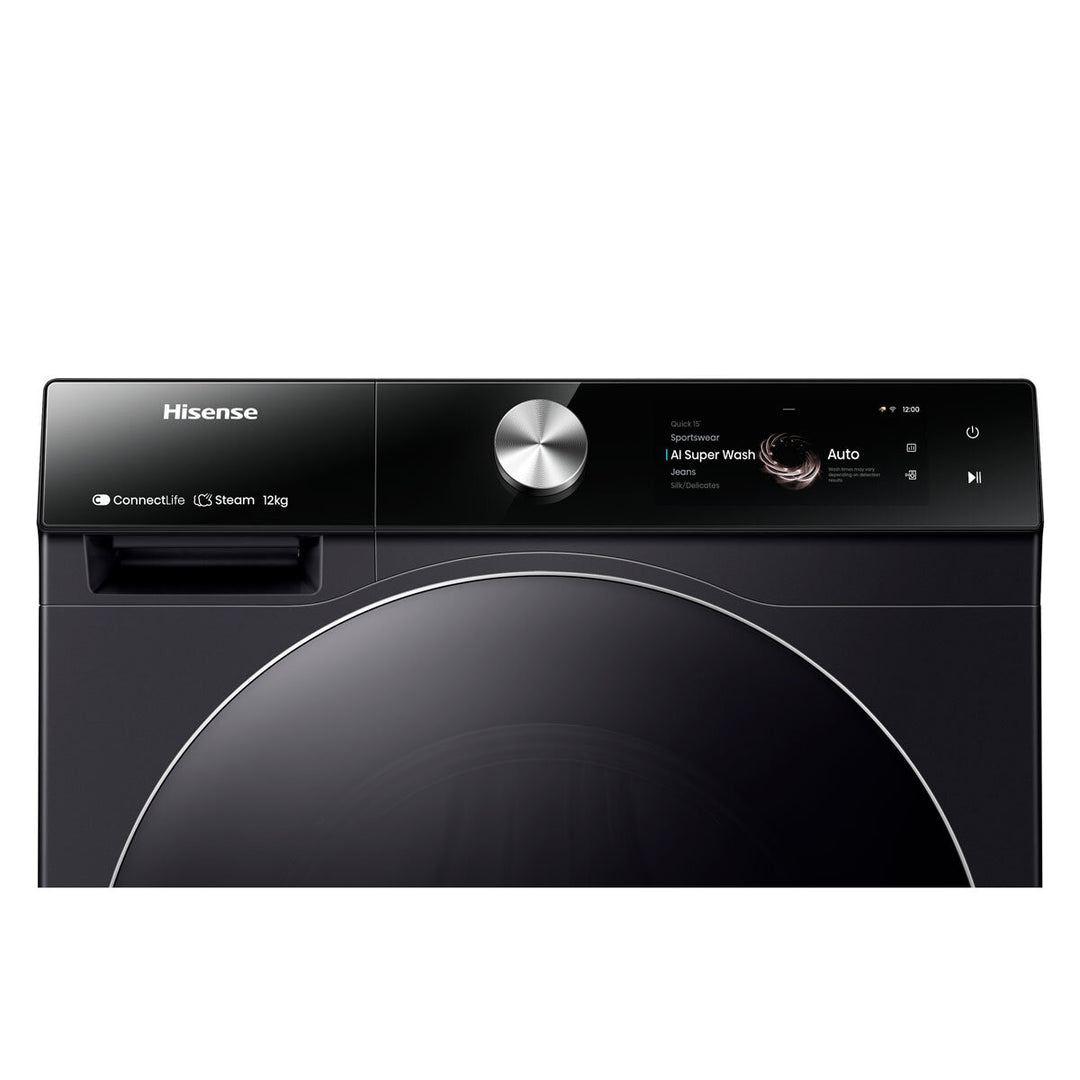 Hisense WF7S1247BB, 12kg, 1400rpm, Washing Machine A Rating in Black