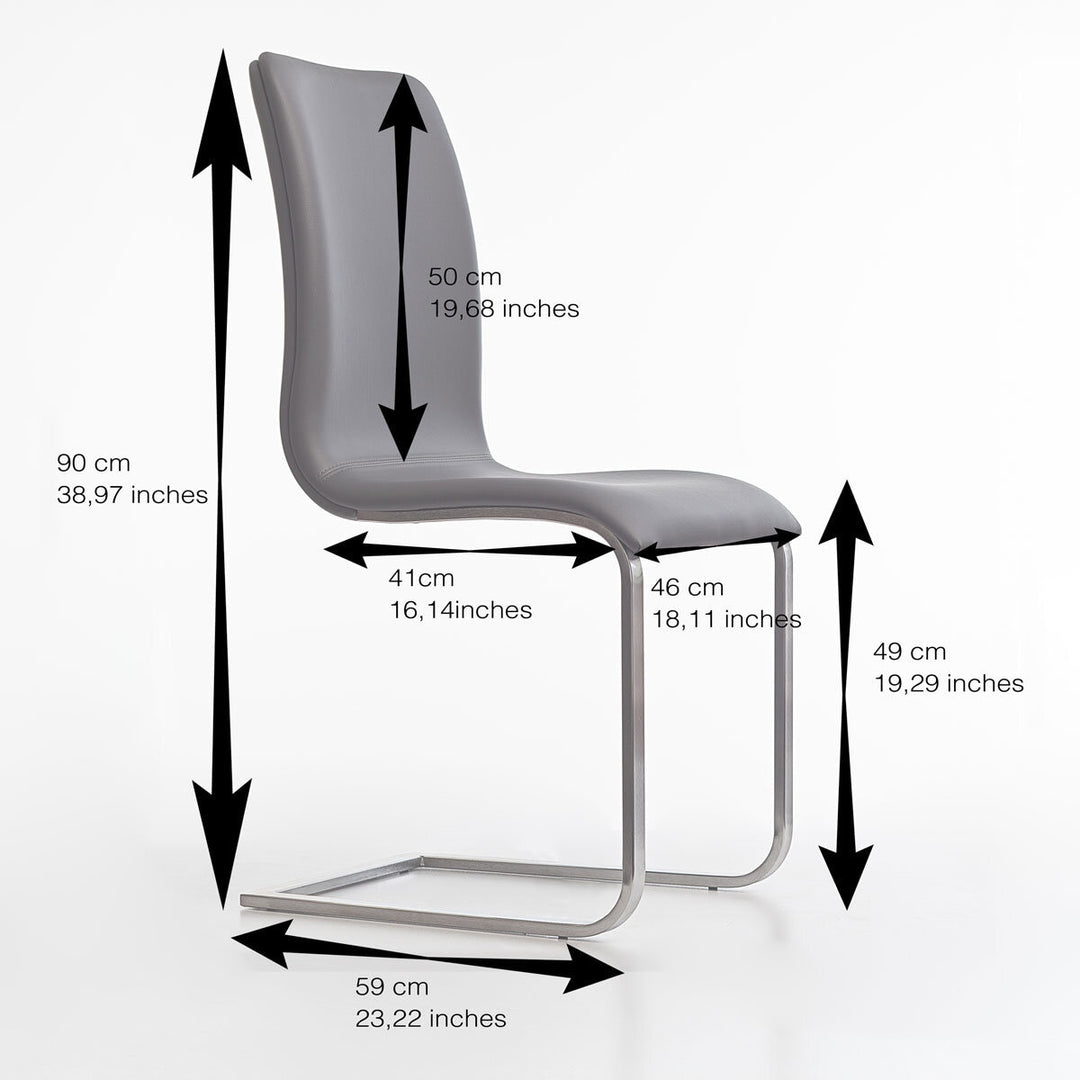 Peressini Rio Grey Faux Leather Dining Chair, 2 Pack