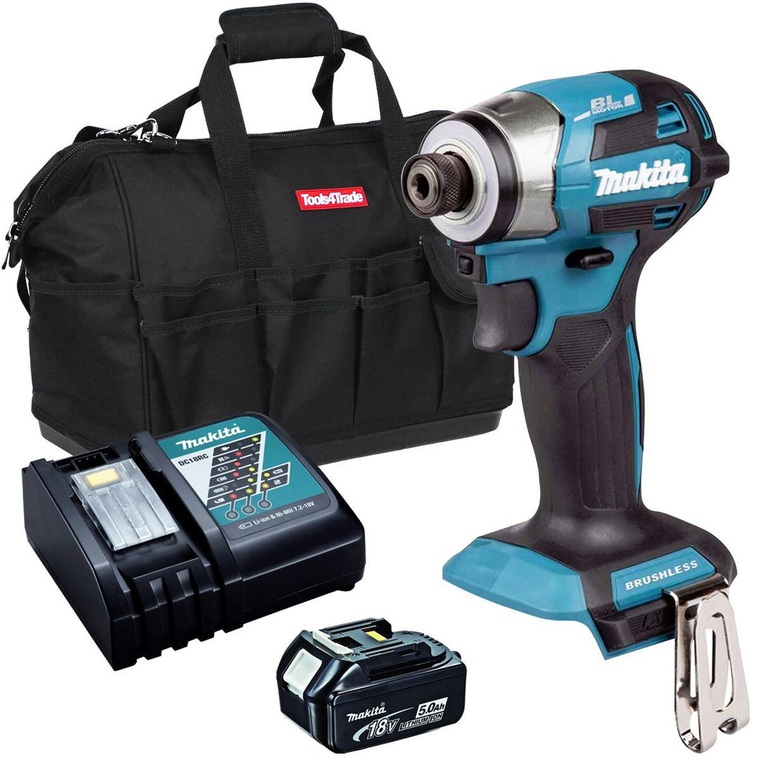 Makita DTD173Z 18V LXT Brushless Impact Driver With 1 x 5.0Ah Battery Charger &amp; Bag