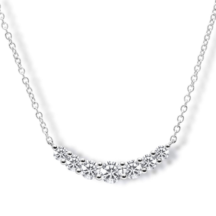 0.57ctw Round Brilliant Cut Diamond Curve Necklace, 18ct White Gold