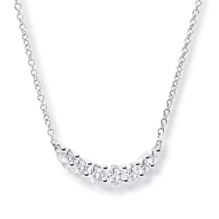 0.57ctw Round Brilliant Cut Diamond Curve Necklace, 18ct White Gold