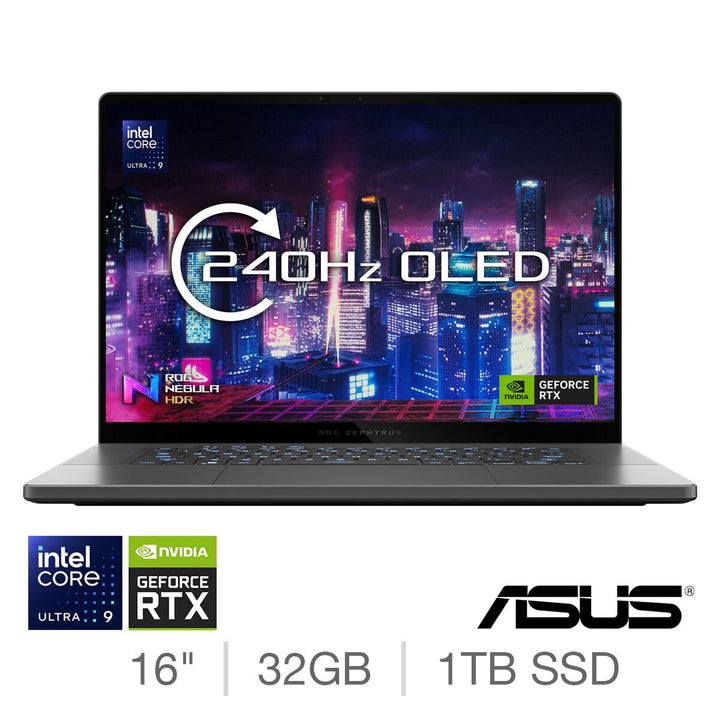 ASUS ROG Zephyrus G16, Intel Core Ultra 9, 32GB RAM, 1TB SSD, NVIDIA GeForce RTX 4070, 16 Inch Gaming Laptop, GU605MI-QR078W