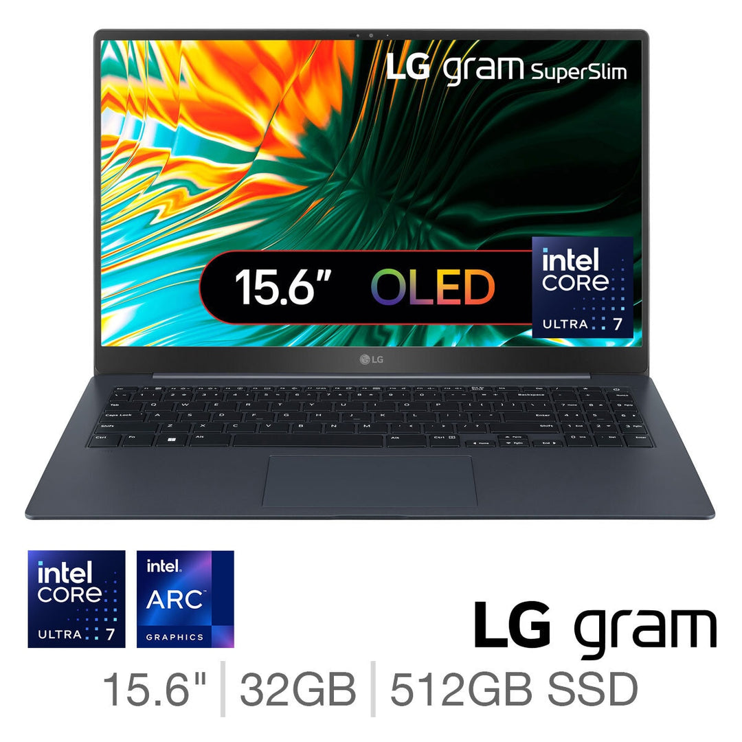 LG Gram SuperSlim, Intel Core Ultra 7, 32GB RAM, 512GB SSD, 15.6 Inch Laptop, 15Z90ST-G.AD85A1