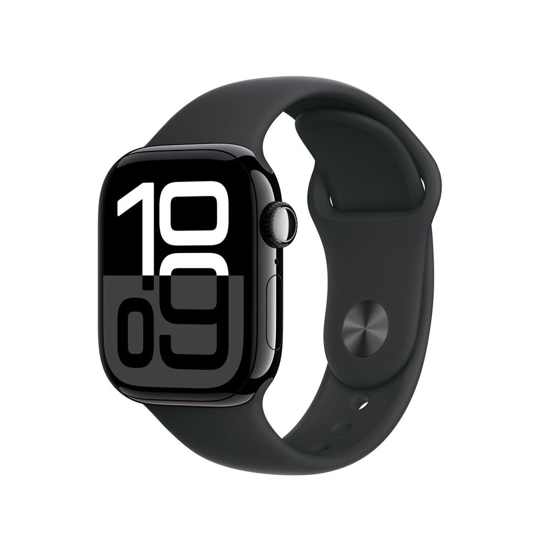 Apple Watch Series 10 GPS, 42mm Jet Black Aluminium Case with Black Sport Band S/M, MWWE3QA/A