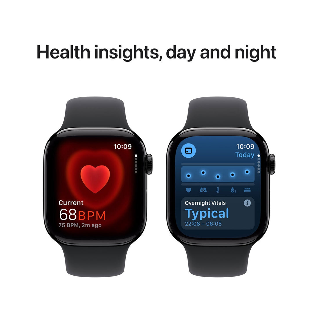 Apple Watch Series 10 GPS, 42mm Jet Black Aluminium Case with Black Sport Band S/M, MWWE3QA/A